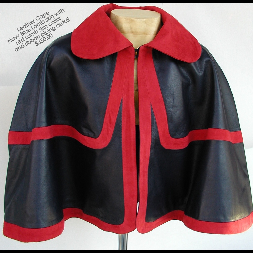 Leather cape with collar
